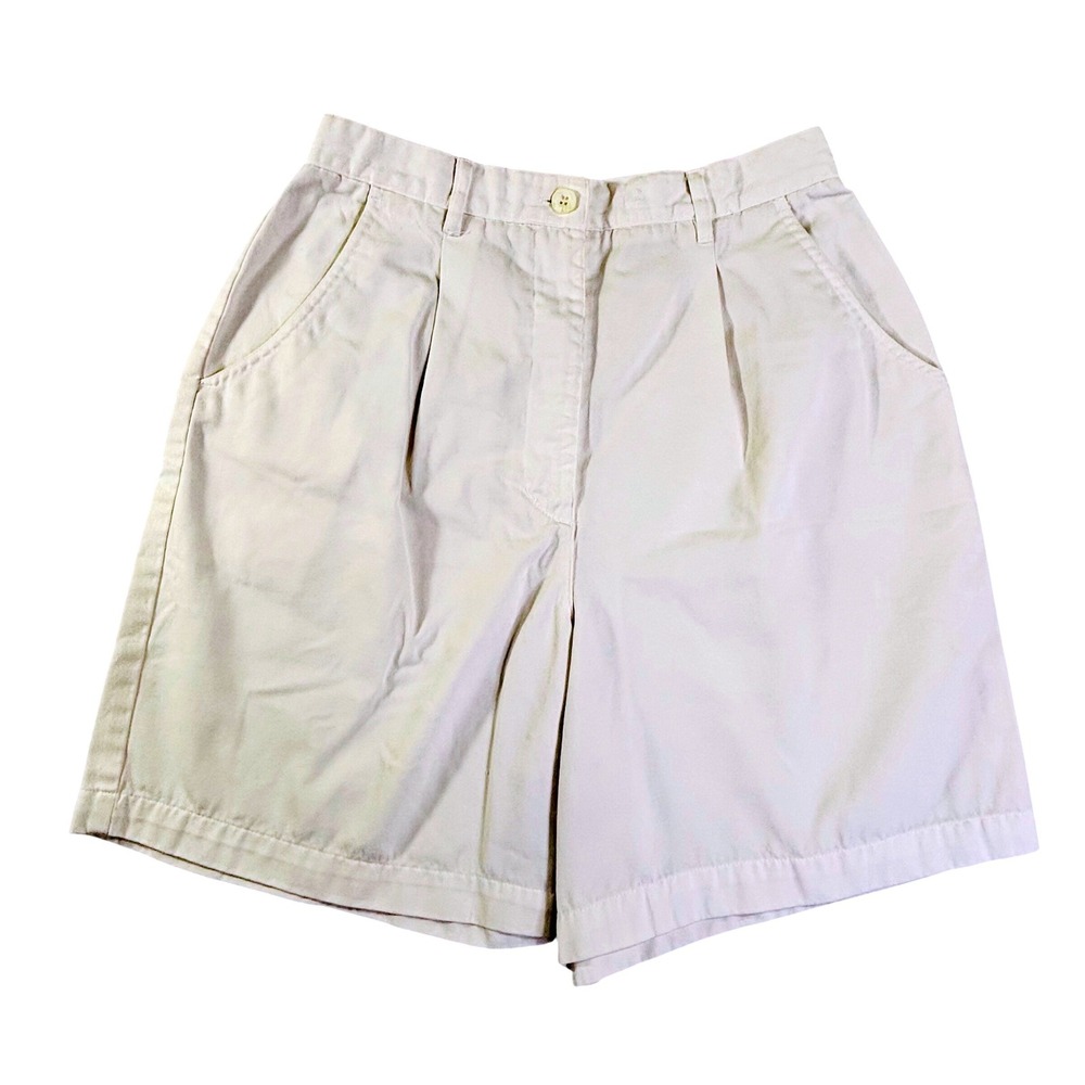 Vintage Studio Works Womens White Pleated High Waisted Mom Shorts Size 8
